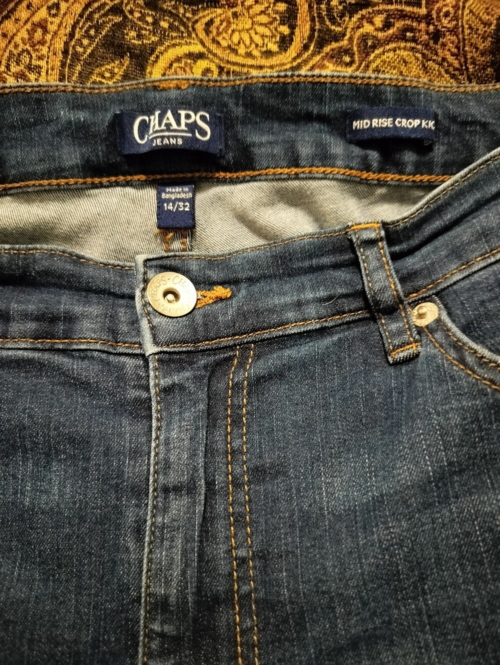 Chaps Women's 14/32 Slim Straight Cropped Jeans in Dark Blue Denim